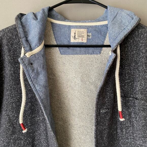 Howie sz L gray 100% cotton button down‎ hoodie jacket - Picture 2 of 8